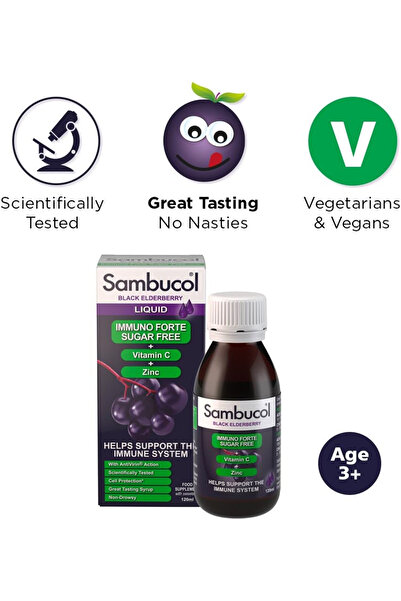Others Sambucol Immunoforte Sugar Free Liquid Supplement Boost Your Immune System Vitamin C & Zinc, 120 Ml