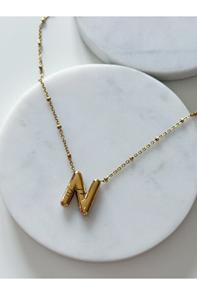 CHARMLUCKY Steel Letter N Necklace