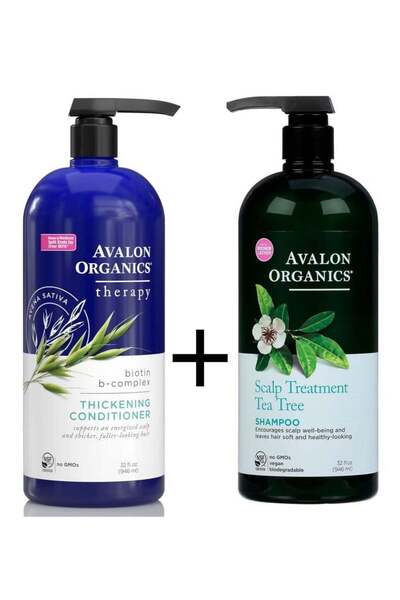 AVALON شامبو أورجانيكس لعلاج فروة الرأس بزيت شجرة الشاي، 946 مل + بلسم بيوتين...