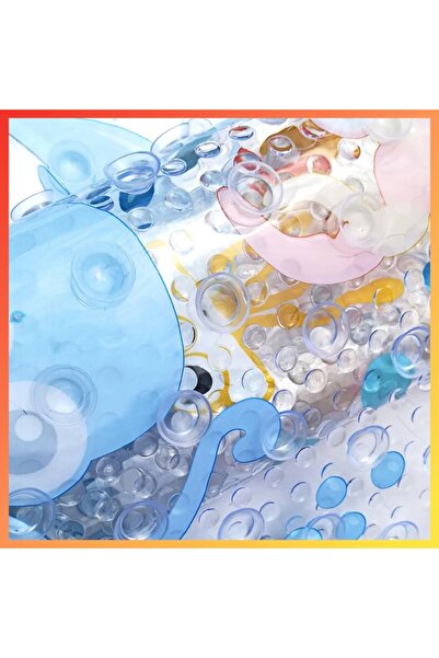 zola Non-slip bath mat, sea animal pattern, suction cup attachment, PVC, 69 x 39 cm, multicolor