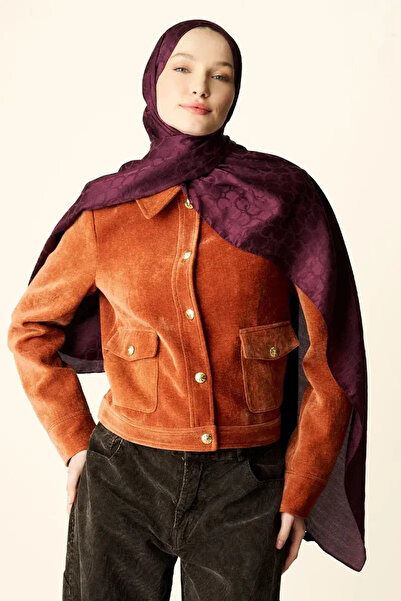 Madame Polo Premium Jakar Şal Halka Desen - Mürdüm