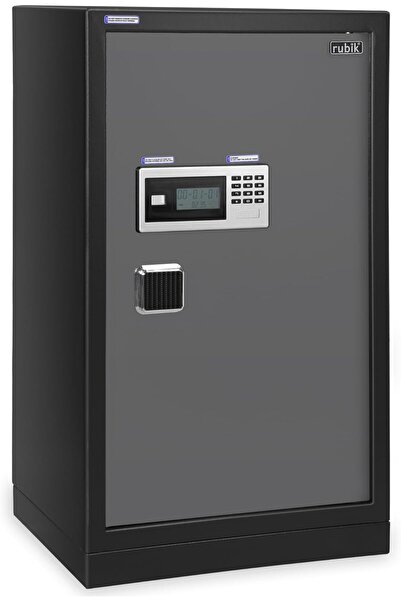 RUBIK Safe Box Large Dual Security Fire Resistant Locker for Money Documents (80x48x40 cm) Black/Gre