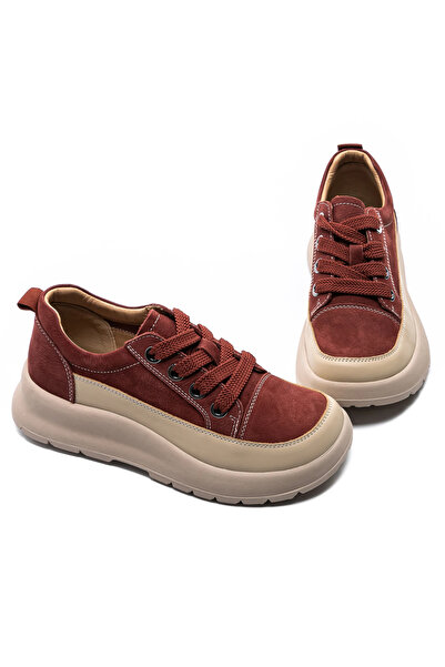 advancer Women's Sports Shoes Made of Genuine Leather 70108-2 Red