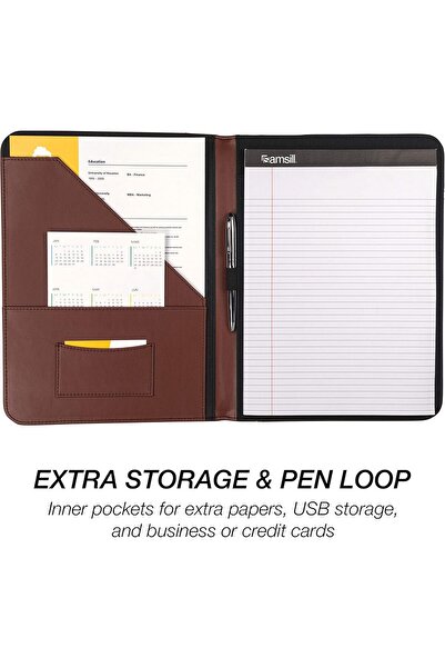 Samsill محفظة جلدية 71716 - مجلد سيرة ذاتية خفيف الوزن مع لوحة رسائل (21.25 × 27.5
