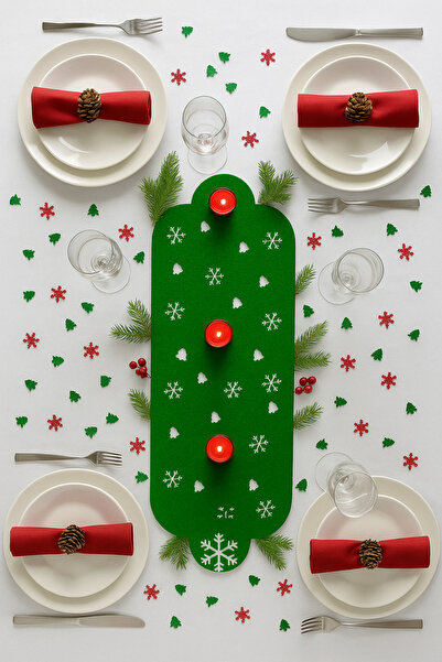 Karter İnovasyon Runner Suitable for the Christmas Spirit, Christmas Themed Runner, Table Decorations Gift