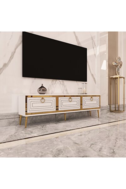 morepp Palo Altın Tv Ünitesi | Beyaz - Beyaz