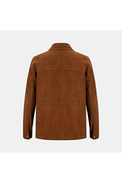 Desa Women's Tan Shirt Collar Buttoned Suede Jacket