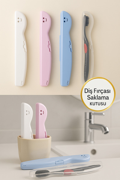 2Pcs Travel Type Toothbrush Hygienic Storage Box 4 COLOR OPTIONS BLUE/PINK/WHITE/TRANSPARENT