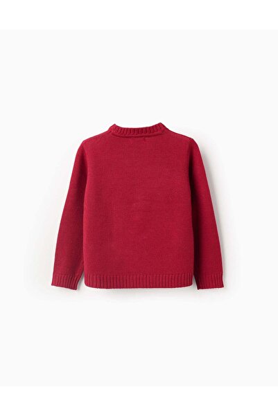 Ziddy Jacquard Knitted Jumper for Girls, Dark Red