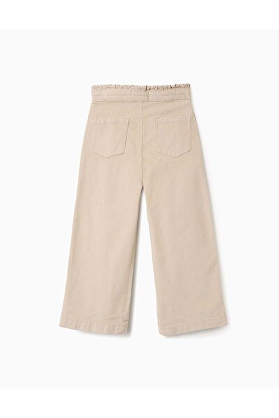 Ziddy Wide Leg Corduroy Trousers for Girls, Beige