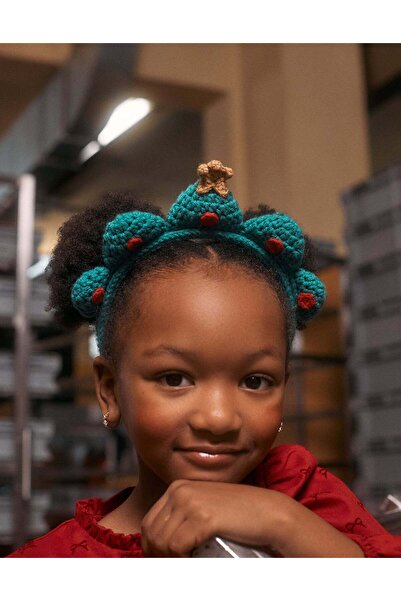 Ziddy Knitted Headband with Star for Babies and Girls 'Christmas', Green