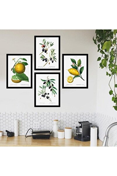 Araste Dekorasyon Limon Ve Zeytin 1 Çoklu Çerçeve Ve Poster Seti -mt1013