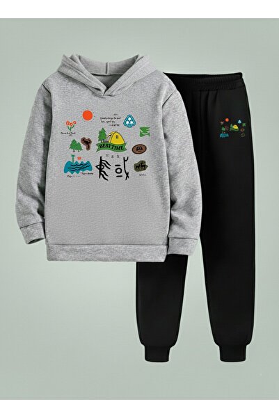 LORVEX Swea tricou - Trening pentru copii cu glugă BEST TIME CAMP imprimat cu...