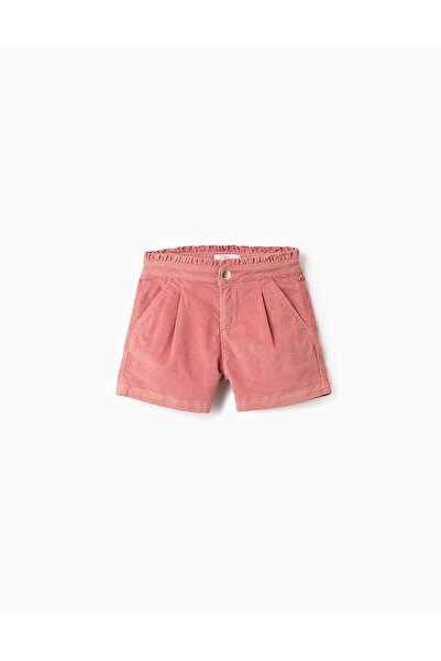 Ziddy Corduroy Shorts with Ruffles for Girls, Pink