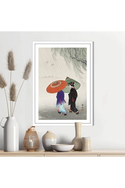 Araste Dekorasyon Women with Umbrellas 1 Frame and Poster - Snt1045