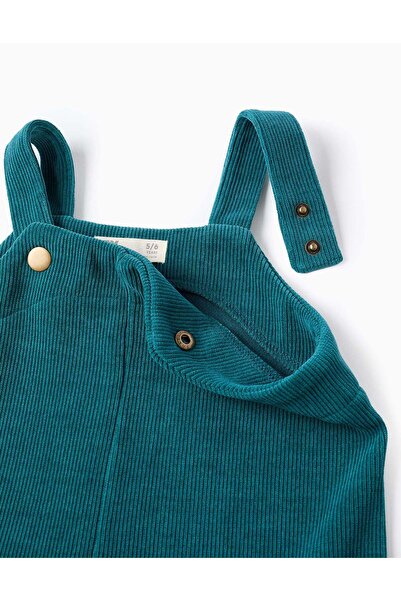 Ziddy Interlock knit dungarees with patch pockets for girls, blue