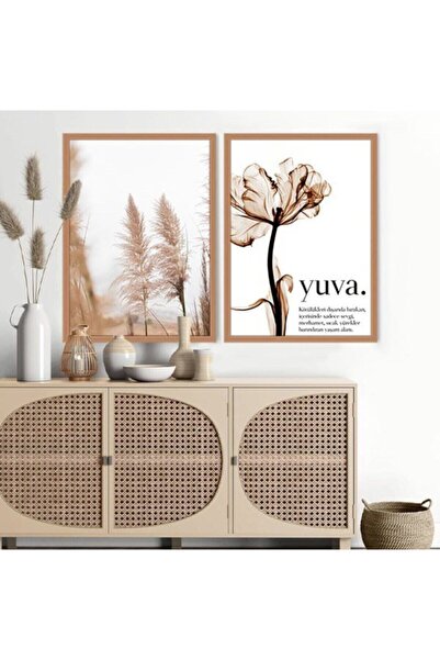Araste Dekorasyon Yuva & Plant 1 Double Frame and Poster Set - B1060
