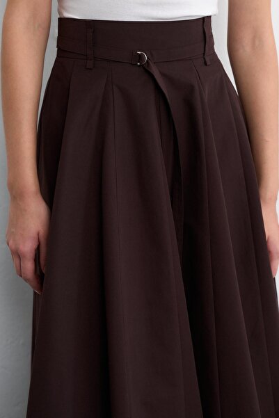 Zeyyen GEOMETRİK PARÇALI ETEK ACI KAHVE