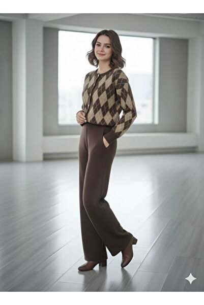 Cemre Life New Deux Baklava Patterned Fleece-Lined Knitwear Set