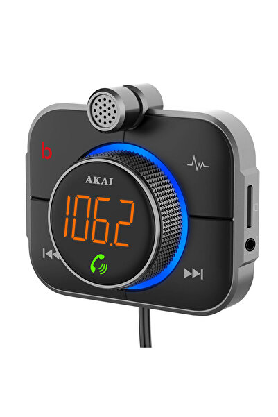 AKAI Διαμορφωτής FM FMT-95BT, 87.5-108 MHz, Bluetooth, αναγνώστης USB, κάρτα micro SD, φωτισμός LED