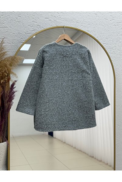 MİHRA STORE Allison 3 Χρυσό Μπουτόν Κασμίρι Σακάκι-ZN4219 Γκρι