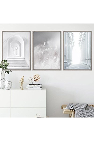 Araste Dekorasyon White Paradise Triple Frame and Poster Set -M1007
