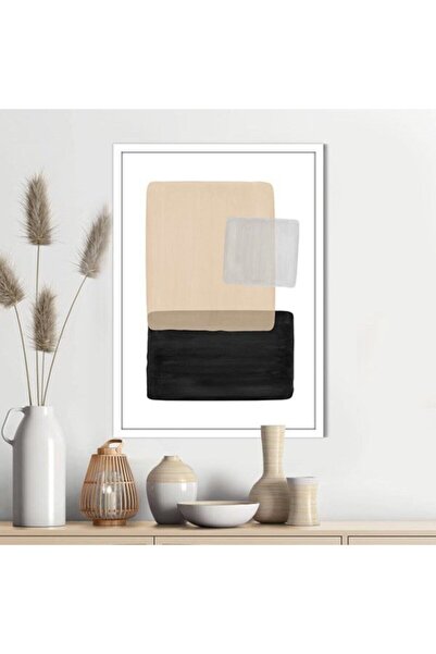 Araste Dekorasyon Beige - Black - Gray Geometric Patterns 1 Frame and Poster ...