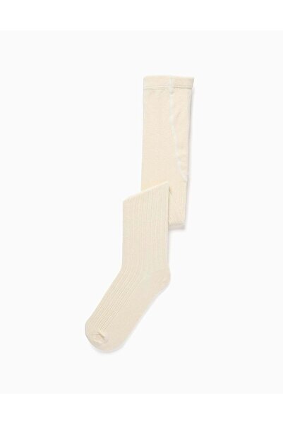 Ziddy جوارب طويلة محبوكة مضادة للوبر للبنات، لون بيج فاتح