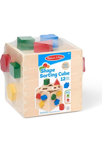 Melissa & Doug Classic Wooden Shape Sorting Cube with 12 Pieces