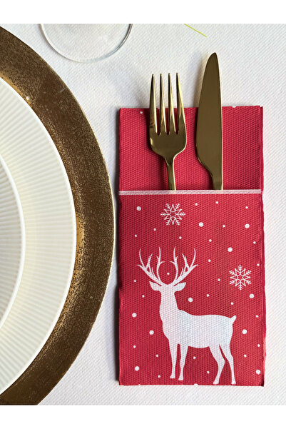 Mank Napkins with POCKET for cutlery - Softpoint Deer (Red) / 40 x 40 cm / 20 pcs
