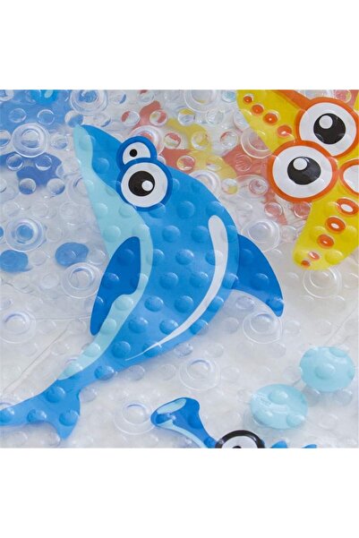 zola Non-slip bath mat, sea animal pattern, suction cup attachment, PVC, 69 x 39 cm, multicolor