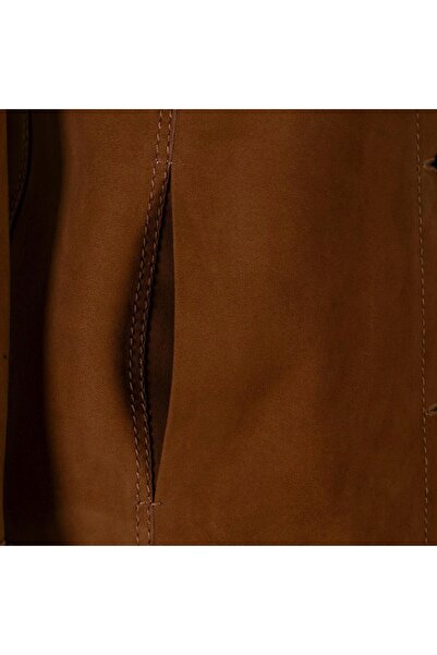 Desa Women's Tan Shirt Collar Buttoned Suede Jacket