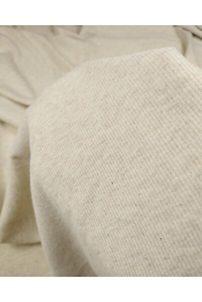 Kumaş Parça حياكة مضلعة محبوك باللون البيج الفاتح (العرض 110 سم × الطول 205 سم)