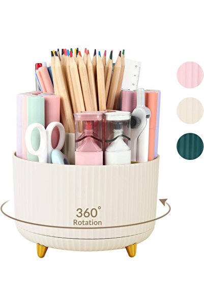 Generic حامل أقلام مكتبي دوار 360 درجة من SKYDUE - منظم متعدد الأغراض بخمس فت...