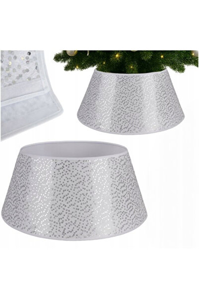 zola Decorative cover for Christmas tree stand, 60 cm, universal, velcro fastening, white with silver sequins
