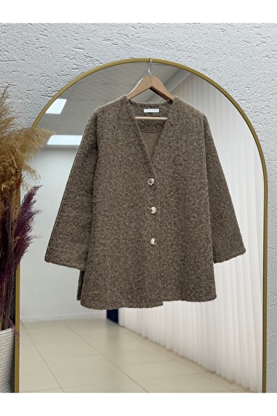 MİHRA STORE Allison 3 Χρυσό Μπουφάν Κασμίρ-ZN4219 Καφέ