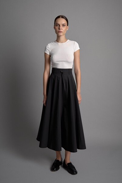 Zeyyen GEOMETRİK PARÇALI ETEK SİYAH