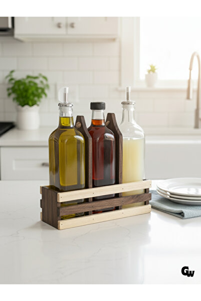 GOLDENWOODEN طقم وعاء زيت ووعاء صلصة خشبي طبيعي مكون من 3 قطع (رأس قصير) (طقم...