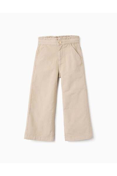 Ziddy Wide Leg Corduroy Trousers for Girls, Beige