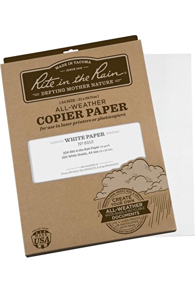 Rite in the Rain Weatherproof Laser Printer Paper, A4 21×29.7 cm, 20# White, 200 Sheets (Model 8512