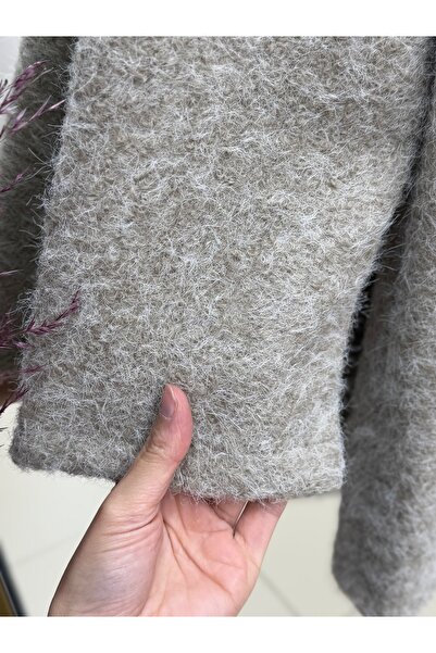 MİHRA STORE Allison 3 Χρυσό Μπουφάν με Κουμπιά-ZN4219 Πέτρα