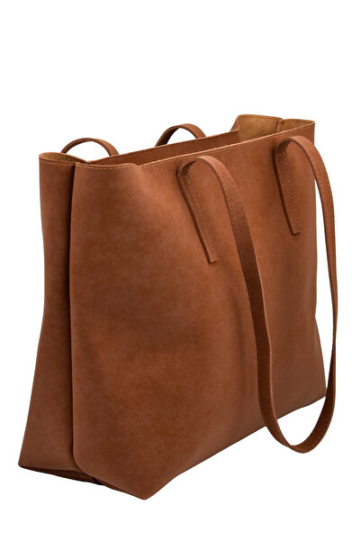 birizmoda Women's Large Size Suede Hand and Shoulder Bag - Tan