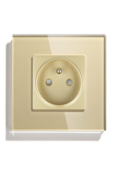 Other Priză electrică pentru o persoană pin auriu de 230V cu ramă de sticlă__