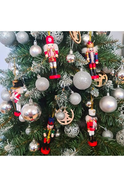 zola Set of 5 Nutcracker figurines, wood, with hangers, 13 x 4 cm, multi-colored