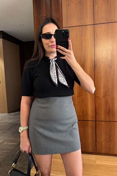 MAGARDE Pulover tricotat premium cu mânecă scurtă Fluared - NEGRU