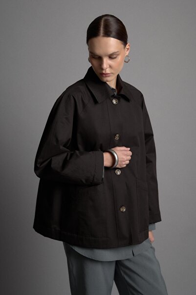 Zeyyen OVERSIDE SHORT TRENÇKOT SİYAH