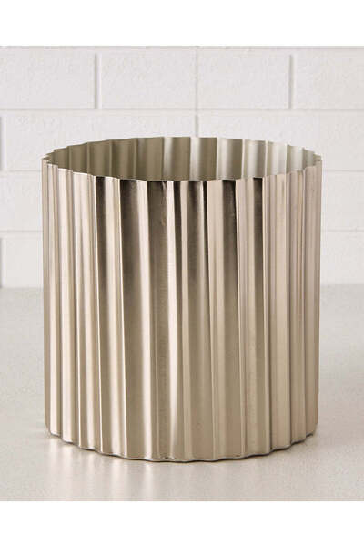 REDTAG Silver Ribbed Metal Planter 23.5(H)X23.5Cm