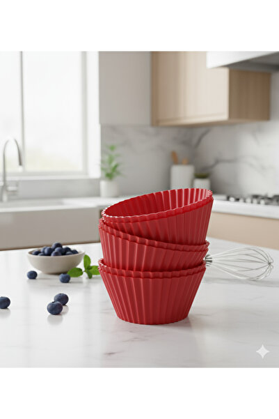 HIMYHOME Silicone Muffin Cake Mold with Teeth, 6-Pack