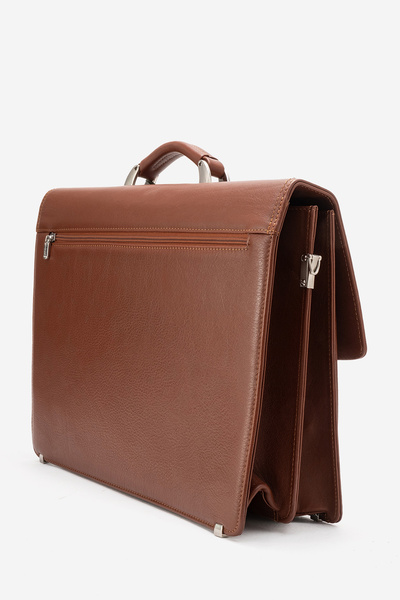 Grande Gd 4211 Genuine Leather Men's Lockable Briefcase Taba