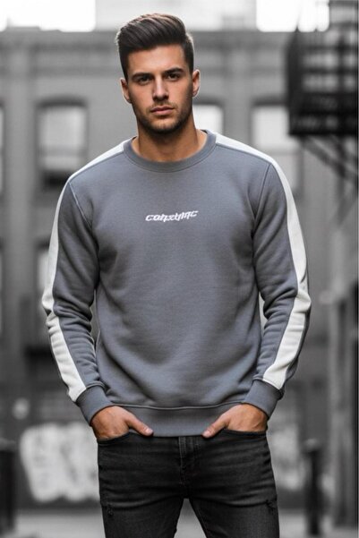 Oksit Comsumc Three Thread Ş Fleece-Lined Crew Neck Men's Sweatshirt